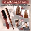 Slick Back Hair Brush, 2 PCS Wood Handle Edge Brush Set Boar Bristle Teasing Brush Rat Tail Comb Small Portable Travel Hair Brush for Women Thin & Fine Hair Smoothing, Sectioning, Beard Brush for Men