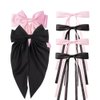 CUBACO 6PCS Hair Bow Clips for Women, Alligator Ribbon Hair Silky Satin Barrettes for Women Kawaii Accessories Bow Clips for Long Thick Hair for Girls Suitable for Birthday Gift (Black Pink)