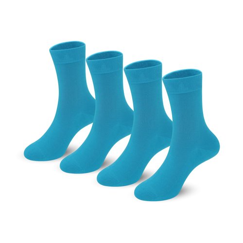 4-Pack Combed Cotton Kids Casual Socks Cool Crew Fashion Neon & Solid Colors Dress Socks Elastic Fit for Girls Boys (11-15 Years, Blue)
