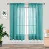KOUFALL Teal Sheer Curtains 63 Inch Length for Bedroom 2 Panels Set Rod Pocket Faux Linen Window Decorative Drapes for Living Room Teen Girls Room Laundry Room 52x63 Inches Long