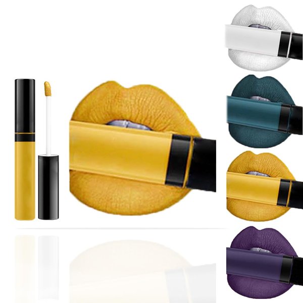 Kilshye Liquid Lipstick Blue Lipsticks Moisturizing Lipgloss High Pigment Lip Cream Velvet Lips Glaze Makeup for Women and Girls Pack of 1 (C-Yellow 17#)