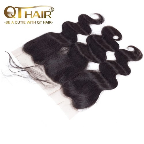 QTHAIR 12A Brazilian Virgin Body Wave Hair Hair Bundles/Closure/Frontal 100% Unprocessed Brazilian Virgin Human Hair Extensions Body Wave Hair (12", 13x4 Frontal)
