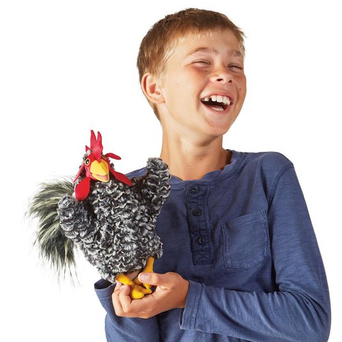 Folkmanis Barred Rock Rooster Hand Puppet, Black, White, Red, Yellow