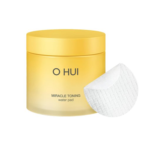 OHUI Miracle Toning Dual Sided Toner Pads | Exfoliating, Soothing, Moisturizing, Smoothing | Glowing Skin, Dullness | Hyaluronic Acid, Vitamin C, AHA, PHA, Niacinamide, Panthenol, Glycerin | K-Beauty