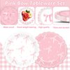 48pcs Pink Bow Party Supplies Bow Birthday Party Plates 7’’ Pink Bow Party Decor for Girl Bachelorette Bridal Engagement Baby Shower Coquette Cute Plates She's Tying the Knot Bachelorette Party Decor