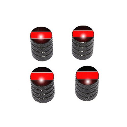 Thin Red Line - Fireman Firemen Tire Rim Valve Stem Caps - Black