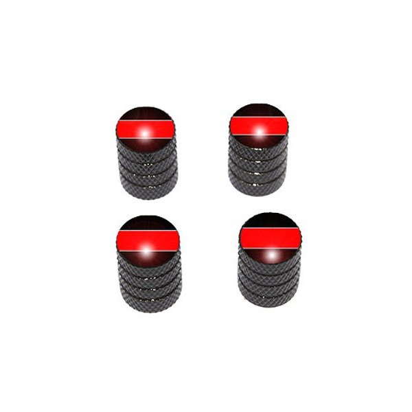 Thin Red Line - Fireman Firemen Tire Rim Valve Stem Caps - Black