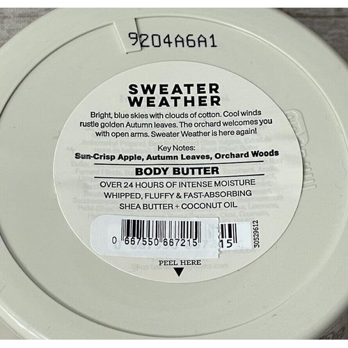 2 SWEATER WEATHER 24 Hr. Moisture Body Butter BATH BODY 6.5 oz