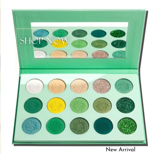 The Arcilas Novacain Eyeshadow Palette, 15 Green and Glitter Shades, Perfect for Christmas, Halloween, Parties and Everday Wear