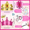 36 Pieces Foam Costume Headwear Princess Tiaras and Crowns Set with DIY Crystal Diamond Stickers, Rings and Earrings for Kids Party Favors