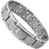 Men's Titanium Magnetic Linked Bracelet | Double Magnet Strength with Powerful Neodymium Magnets | Adjustable Length + Steel Resizing Tool (Brushed Titanium)