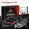 Roman-T 8-in-1 360 Wave Brush Kit for 360 Waves - 3 Brushes, Soft, Medium & Hard - 2 Silky Satin Durag - Black & Black Paisley, Hand Mirror, Comb, Hair Brush Cleaner - Gift Set