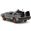 Delorean DMC (Time Machine) Brushed Metal Train Wheel Version Back to The Future Part III (1990) Movie Hollywood Rides Series 1/32 Diecast Model Car by Jada 34786
