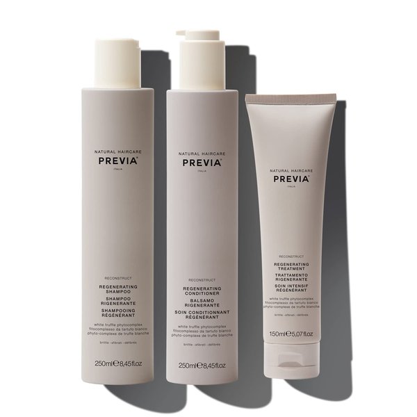 PREVIA Reconstruct Regenerating Hair Growth Kit for Damaged Hair Hydrating Shampoo Moisturizing Conditioner & Hair Treatment with White Truffle Sulfate & Paraben-Free Hair Repair 8.45 oz & 5 oz