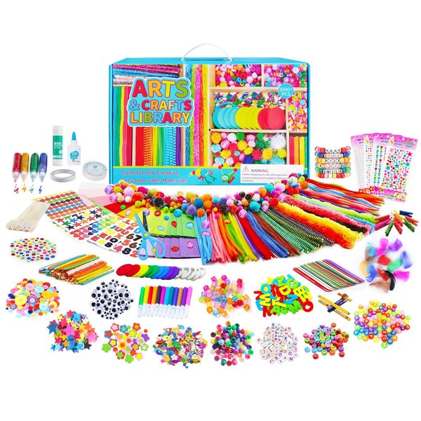 Itopstar Arts and Crafts for Kids -5000pcs+ Art Supplies Kids Art Supplies Great for School, Homeschool and Kindergarten DIY Crafting Projects-Giant Craft Box for Kids Art Supplies