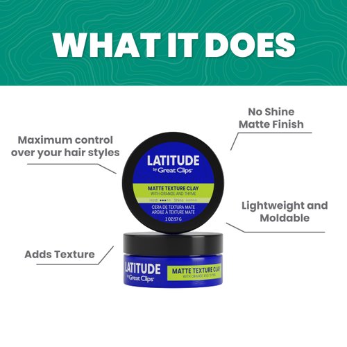 GREAT CLIPS LATITUDE Matte Texture Clay | Hair Gel for Men | Medium Hold + No Shine | 2oz