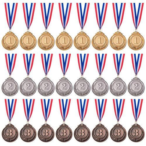 Favide 24 Pieces Gold Silver Bronze Award Medals-Winner Medals Gold Silver Bronze Prizes for Competitions, Party,Olympic Style, 2 Inches