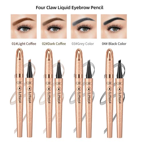 3D Waterproof Long-Lasting Eyebrow Pen, Natural Makeup Fine Stroke Eyebrow Pencil, Microblading 4 Fork Tip Tattoo Contouring Pencil for Natural-Looking Brows Makeup (01#Light Brown)