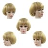 NEWPECK Girls Golden Mushroom Wig Short Bob Wig With Bangs Blonde Bowl Cut Wig Cap For Women