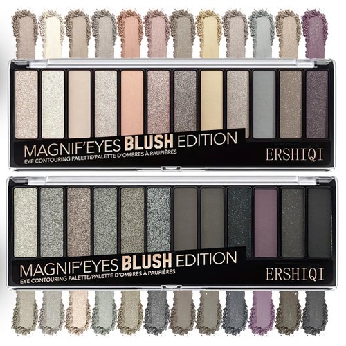 RevoNext 2 Pack 12 Colors Naked Eyeshadow Palette Neutral Nude Matte Shimmer Glitter Eyeshadow Ultra Pigmented Brown & Taupe Smokey Eyeshadow Makeup Kit