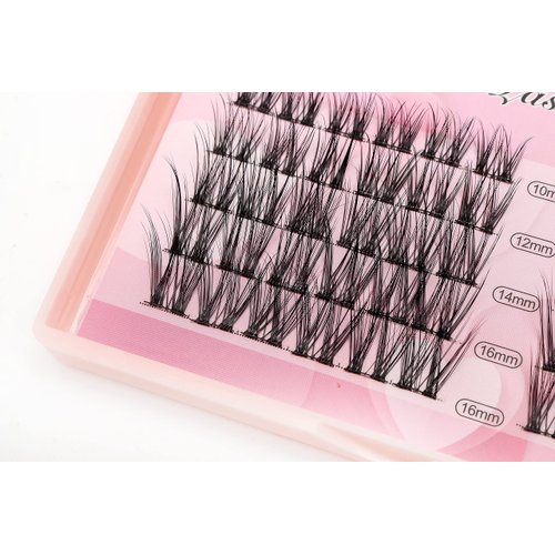 Vayator Black Multiple Mixed Sizes To Choose From Cluster Lashes Eyelash Extension D Curl Long Individual Lashes Mixed Tray Faux Lash Clusters Extensions (GYH01-10-12-14-16mm Mixed)