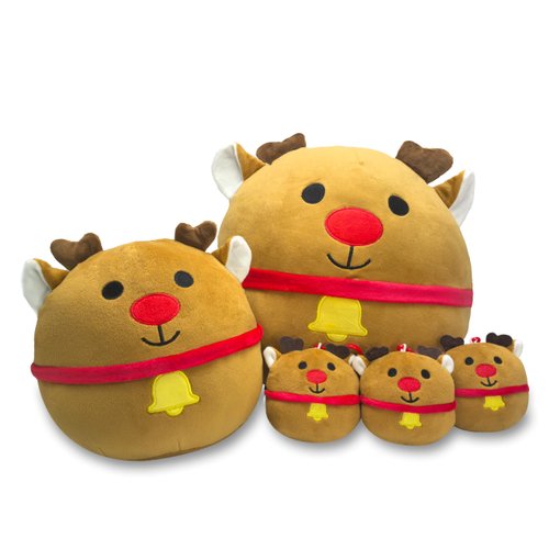 HayZBao Christmas Reindeer Plush Pillow - Cute Stuffed Animal Toy,Soft Plushies,Holiday Santa Claus Deer Christmas Decorations - 5Pcs (1Pcs x 12 Inch,1Pcs x 8 Inch,3Pcs x 3.5 Inch)