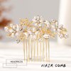 Foyte Crystal Bride Wedding Hair Comb Silver Flower Bridal Headpieces Leaf Hair Pieces Rhinestone Bridesmaid Side Combs Hair Accessories for Women (gold flower)