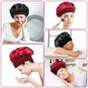 URAQT 2pcs Silk Bonnet for Sleeping Women, Silk Hair Wrap for Sleeping Night Head Cover Silk Bonnet for Long Hair Bonnet Satin Bonnet Breathable Sleeping Cap for Long Hair Curly Hair (Black&Red)