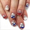 96Pcs 4th of July Press on Nails Short Square Fake Nails Patriotic False Nails with Flag Star Glossy Glue on Nails Independence Day Nail Art Design Kit Full Cover Stick on Nails for Women Manicure