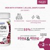 YUM-V's Complete Iron Jellies (Gummies) for Adults, Grape Flavor Chewables with Vitamin C; Daily Dietary Supplement for Men and Women, Kosher (60 Count, Single Pack)