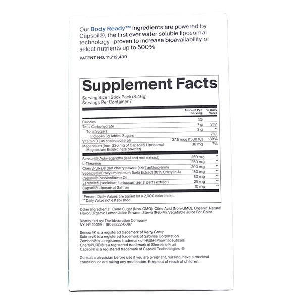 Calm Supplement - Watermelon Lemonade - Natural Stress Relief with Ashwagandha, L-Theanine, Vitamin D & Magnesium for Relaxation, Cognitive Support & Mood Support - 7 Sticks