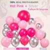 Kozee Hot Pink Silver Balloon garland arch kit 160PCS Pastel Pink and silver Starburst balloons for girl's 15/16/30th Birthday Princess 2024 graduation
