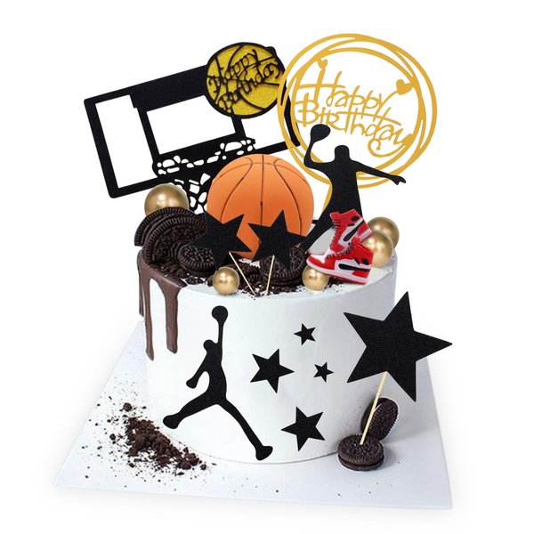 Lukinuo Basketball Cake Toppers 17pcs Basketball Theme Cake Decoration For Boys Men Basketball Birthday Party Supplies