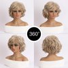 Oseti Short Curly Wigs Light Brown Curly Bob Wigs for Women Pixie Cut Short Hair Wigs Layered Ash Blonde with Bangs Synthetic Hair Wig Short Ombre Blonde Wig for Daily Use