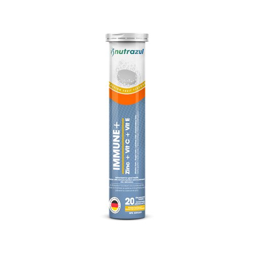 nutrazul Immune+ Effervescent Tablets- Passion Fruit 20’s | Gluten Free, Lactose Free, Sugar Free & Preservative Free | Maintains Immune Function, Healthy Skin, Bones, Cartilage, Teeth & Gums