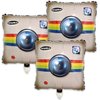 Havercamp Social Media Party Balloons (3 Pcs.); 18" Square Mylar Balloons with Snapshot Logo. Social Media Party Collection