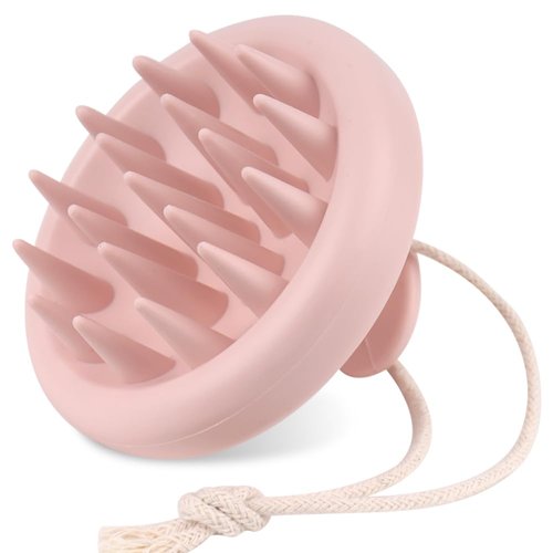Hilph Silicone Hair Scalp Massager Shampoo Brush, Shower Scalp Scrubber with Soft Bristles for Hair Growth & Dandruff Removal, Exfoliator, Wet Dry Hair Scalp Care for All Hair Types (Pink)