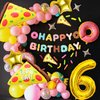 7pcs Pizza Balloons, Pizza Birthday Number Mylar Foil Balloon Pizza Slice Party Supplies Pizzaria Birthday Decorations (6th)