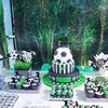 1Pcs Soccer Happy Birthday Cake Topper Glitter Happy Birthday Sign Football Player Cake Pick Decorations for Sport Theme Man Boy Girl Birthday Party Decoration Supplies Black