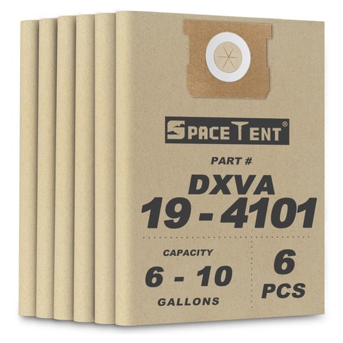 SpaceTent 6 Pack DEWALT DXVA19-4101 High Efficiency Replacement Filter Bags for DEWALT 6 to 10 Gallon Wet/Dry Vacs - Part # DEWALT DXVA19-4101