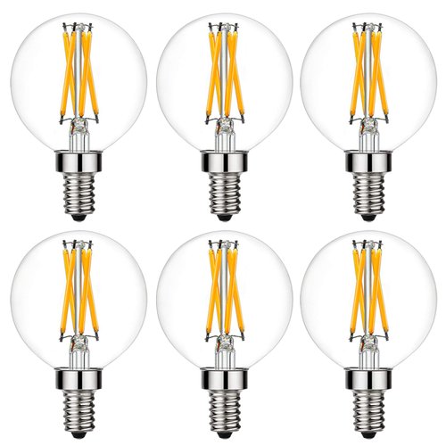 LiteHistory e12 led dimmable g16.5 Light Bulb 6W Equal 60 Watt 600lm AC120V e12 Candelabra Bulb 60 Watt for Chandeliers,Ceiling Fan,Vanity Warm White 2700K Globe e12 Light Bulb 6Pack