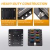 BUNKER INDUST 10-Way Fuse Box Blade Fuse Block Holder with LED Indicator for Blown Fuse Waterpoof Protection Cover for Car Boat Marine Automotive,Include 20Pcs Blade Fuses and 1Pcs DIY Sticker
