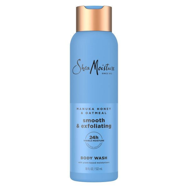 SheaMoisture Manuka Honey Oatmeal Body Wash Smooth & Exfoliating Smooth and Exfoliating body wash for 24H Visible Moisture for Healthy, Glowing Skin 18 oz