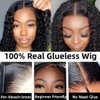 ISEE Wear and Go Glueless Wigs Human Hair Pre Plucked Deep Wave Bob Wig Human Hair Lace Front Wigs for Women Upgraded No Glue Pre Cut 4x4 Lace Closure Glueless Wigs for Black Women Human Hair 16 Inch