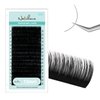 NATUHANA Round Eyelash Extensions 0.15mm CC Curl Russian Classic Lash 12mm Single Size Tray False Lashes Supplies,Classic Individual Lash Extensions 16Rows/Case Matte Black (12mm, black;0.15 CC)