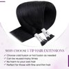 LaaVoo I Tip Hair Extensions Human Hair Jet Black Itip Human Hair Extensions 22 inch Black I Tips Hair Extensions Real Human Hair for Black Women Straight Hair I Tip Hair Extensions 50g/50s
