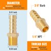 SUNGATOR 6-Pack Air Hose Fittings, 1/4" NPT to 3/8" Barb, Hose Barb Adapter, Brass Pipe Fittings Male Threaded End