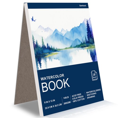 Watercolor Paper Pad, Cold Press 9"x12" Watercolor Paper Book, 100% Cotton Watercolor Pad, 140lb/ 300gsm, Painting Art Supplies for Kids Adults, Sketch Book, Water Color Notebook, Journal