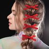 HINZIC 10PCS Red Mini Bow Hair Clips Coquette Bowknot Ribbons Snap Barrettes Halloween Christmas Valentines Wedding Prom Hair Accessories for Women Teens