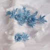 Wedding Garters for Bride Lace Bridal Garter Belt Set with Floral Stretchy Blue Garter